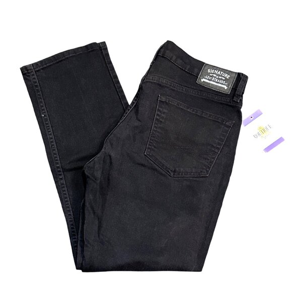 Signature by Levi Strauss Mens 36x30 Black Skinny Jeans Stretch Denim Skater - Picture 1 of 16